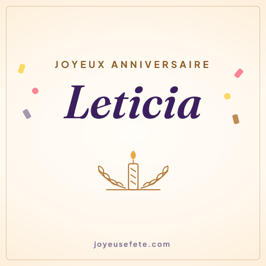 Image carrée « Joyeux anniversaire Leticia » pour WhatsApp