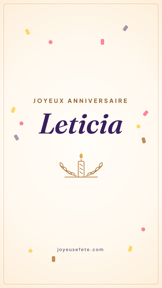 Image « Joyeux anniversaire Leticia » au format story