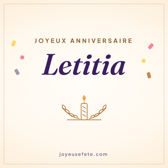 Image carrée « Joyeux anniversaire Letitia » pour WhatsApp