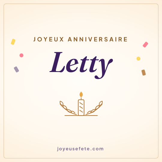 Image carrée « Joyeux anniversaire Letty » pour WhatsApp