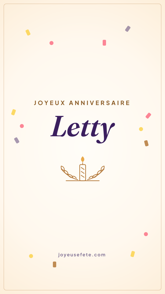 Image « Joyeux anniversaire Letty » au format story