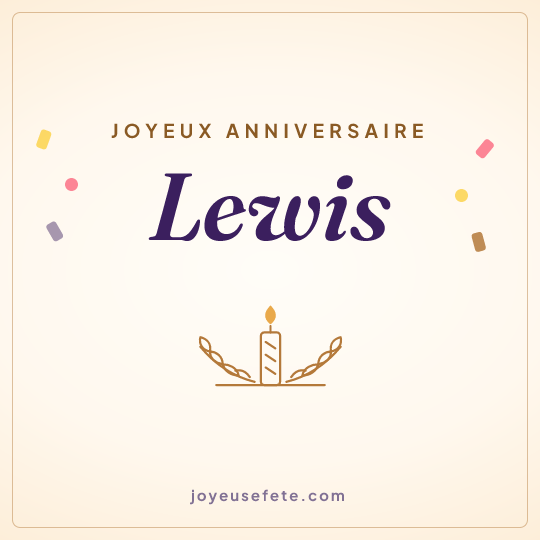 Image carrée « Joyeux anniversaire Lewis » pour WhatsApp