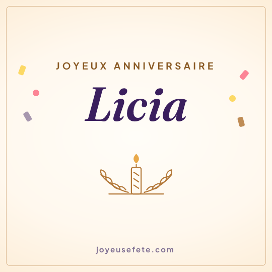 Image carrée « Joyeux anniversaire Licia » pour WhatsApp