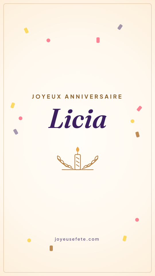 Image « Joyeux anniversaire Licia » au format story