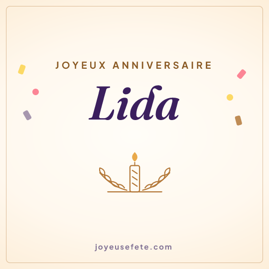 Image carrée « Joyeux anniversaire Lida » pour WhatsApp