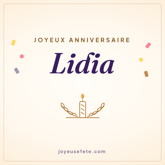 Image carrée « Joyeux anniversaire Lidia » pour WhatsApp