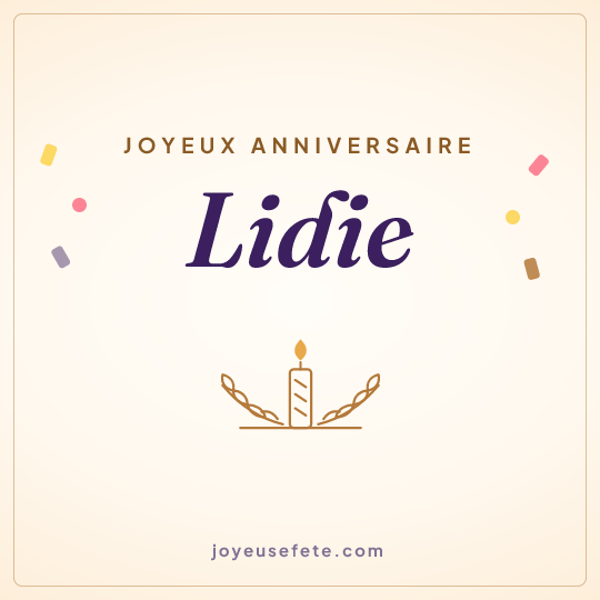 Image carrée « Joyeux anniversaire Lidie » pour WhatsApp