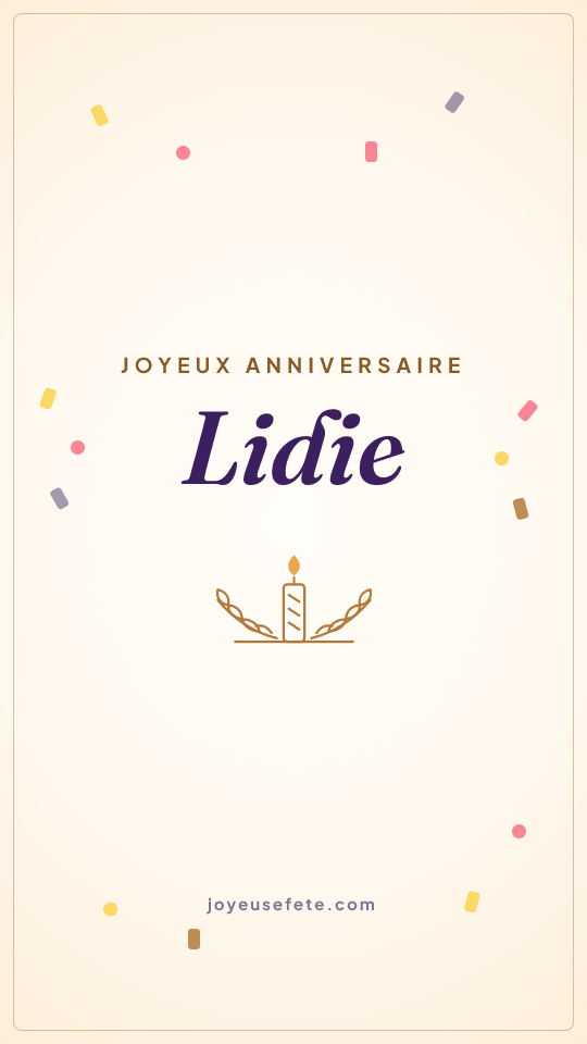 Image « Joyeux anniversaire Lidie » au format story