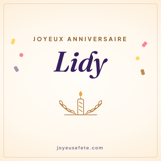 Image carrée « Joyeux anniversaire Lidy » pour WhatsApp