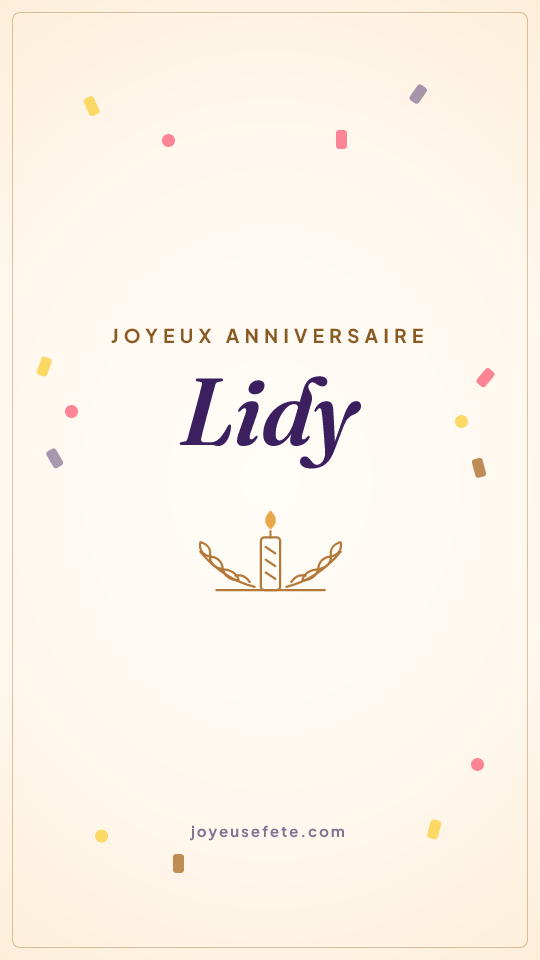 Image « Joyeux anniversaire Lidy » au format story