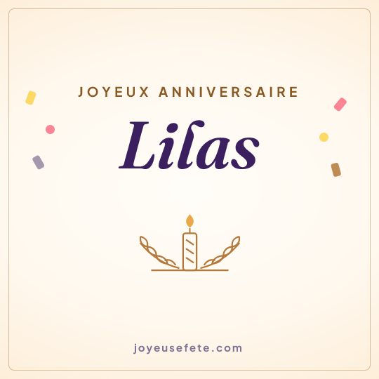 Image carrée « Joyeux anniversaire Lilas » pour WhatsApp