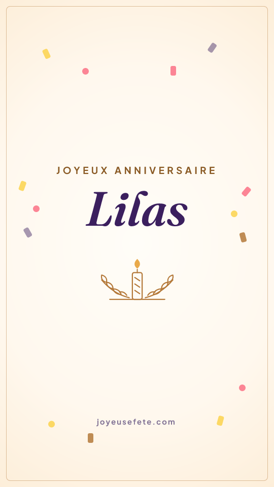 Image « Joyeux anniversaire Lilas » au format story