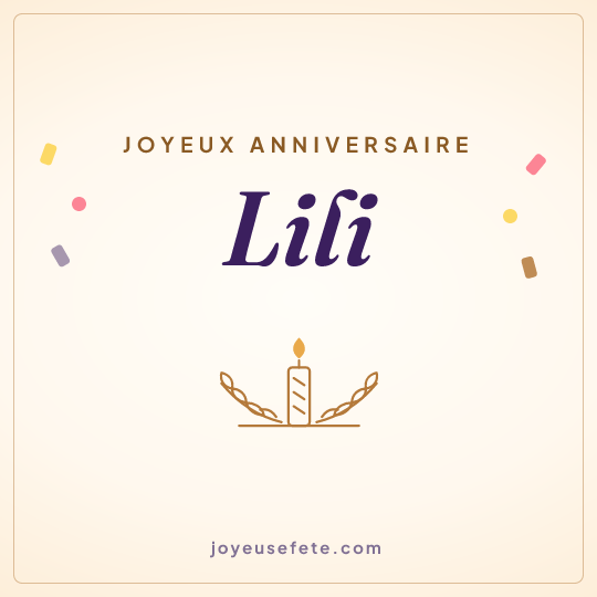 Image carrée « Joyeux anniversaire Lili » pour WhatsApp