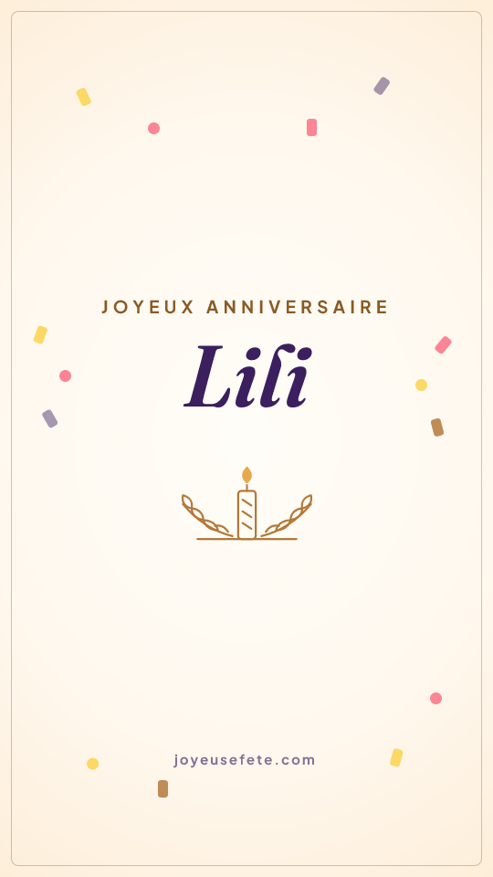 Image « Joyeux anniversaire Lili » au format story