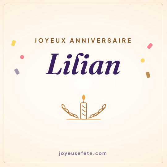Image carrée « Joyeux anniversaire Lilian » pour WhatsApp