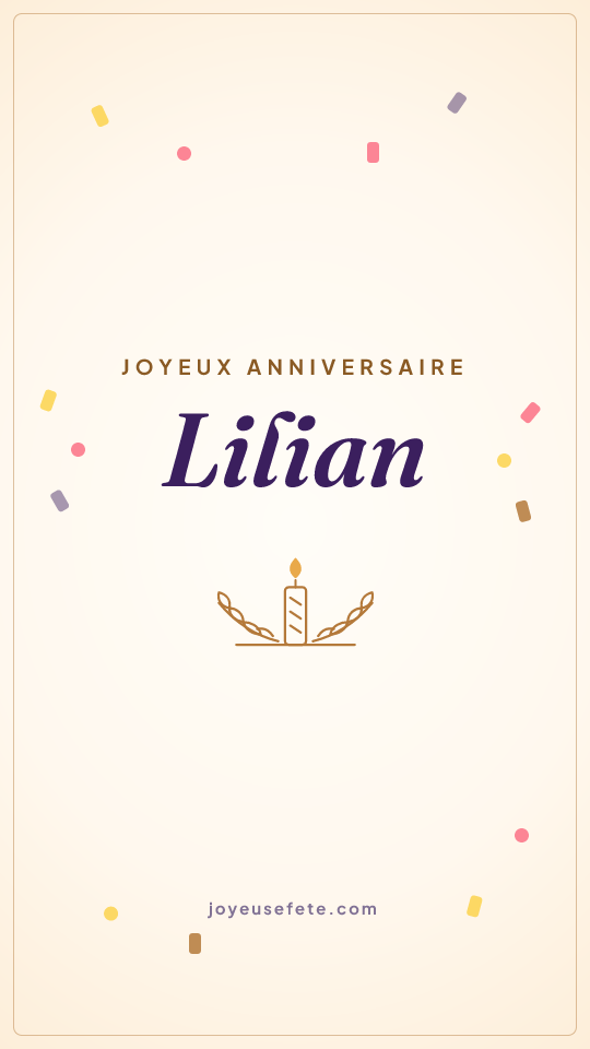 Image « Joyeux anniversaire Lilian » au format story