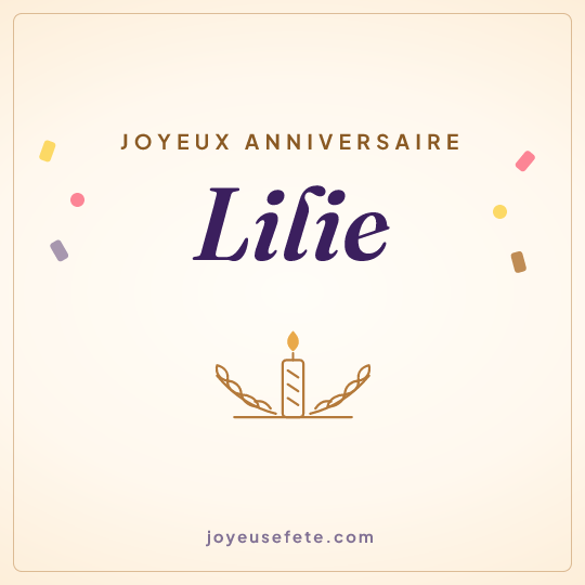 Image carrée « Joyeux anniversaire Lilie » pour WhatsApp