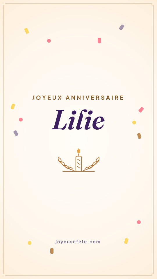Image « Joyeux anniversaire Lilie » au format story