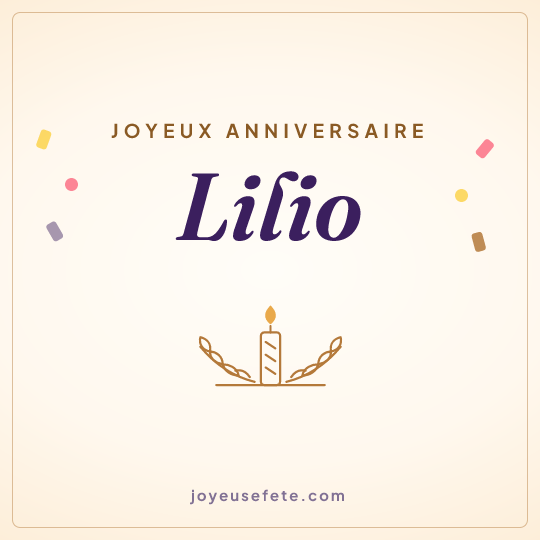 Image carrée « Joyeux anniversaire Lilio » pour WhatsApp