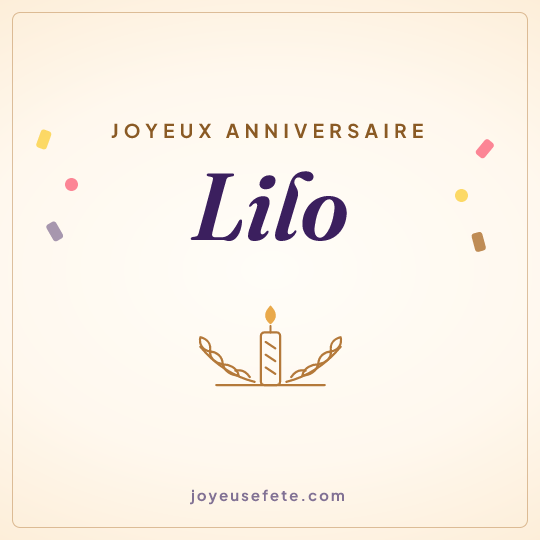 Image carrée « Joyeux anniversaire Lilo » pour WhatsApp