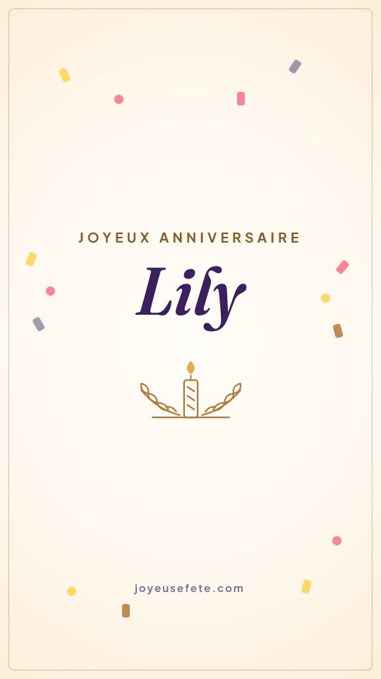 Image « Joyeux anniversaire Lily » au format story