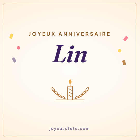 Image carrée « Joyeux anniversaire Lin » pour WhatsApp