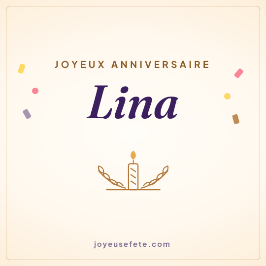 Image carrée « Joyeux anniversaire Lina » pour WhatsApp