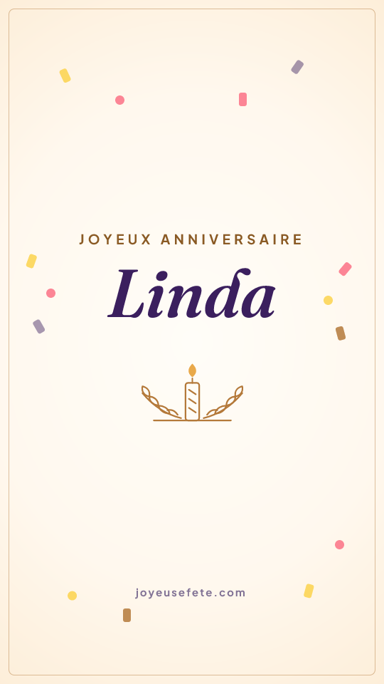 Image « Joyeux anniversaire Linda » au format story