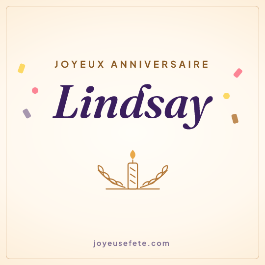 Image carrée « Joyeux anniversaire Lindsay » pour WhatsApp