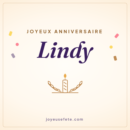 Image carrée « Joyeux anniversaire Lindy » pour WhatsApp