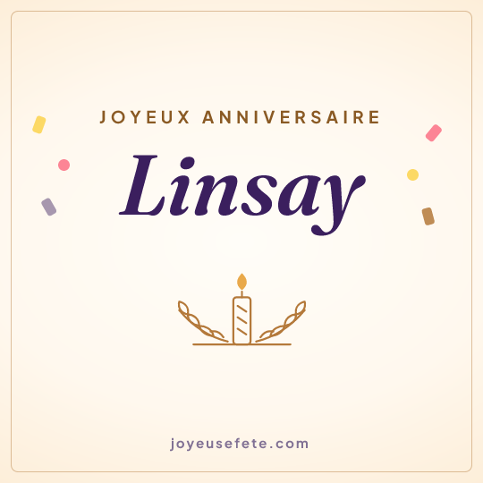Image carrée « Joyeux anniversaire Linsay » pour WhatsApp