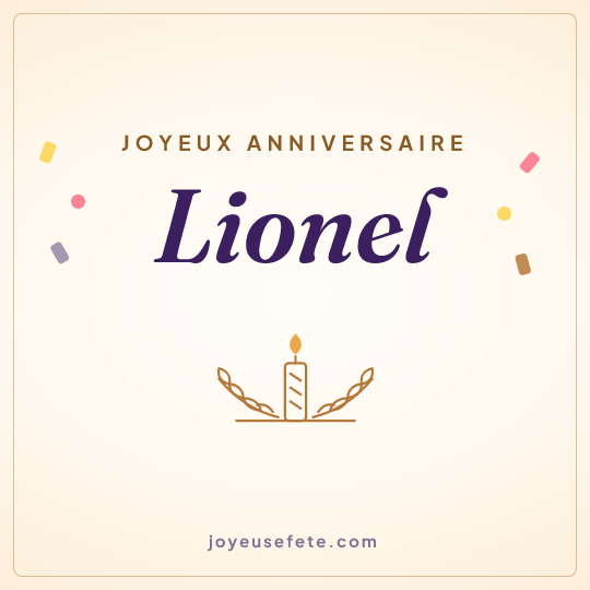 Image carrée « Joyeux anniversaire Lionel » pour WhatsApp