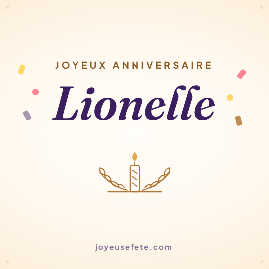 Image carrée « Joyeux anniversaire Lionelle » pour WhatsApp