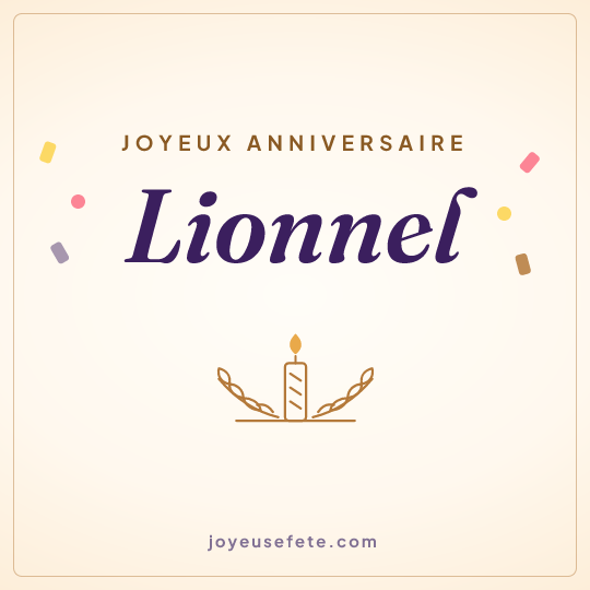 Image carrée « Joyeux anniversaire Lionnel » pour WhatsApp