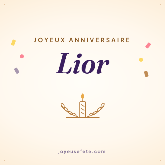 Image carrée « Joyeux anniversaire Lior » pour WhatsApp