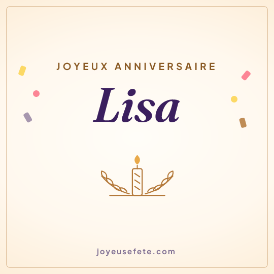 Image carrée « Joyeux anniversaire Lisa » pour WhatsApp