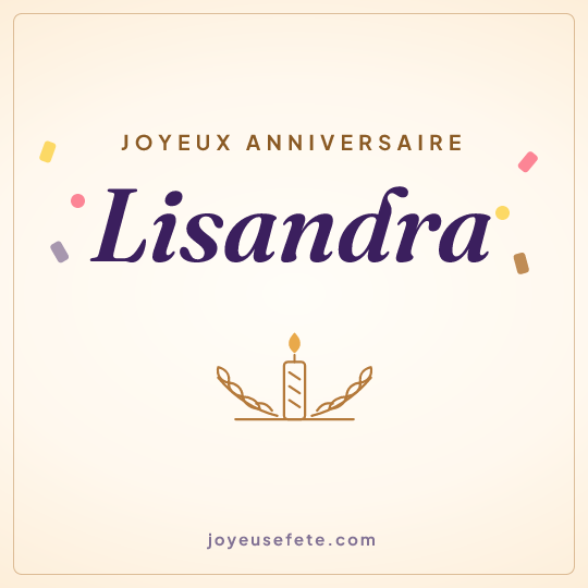 Image carrée « Joyeux anniversaire Lisandra » pour WhatsApp