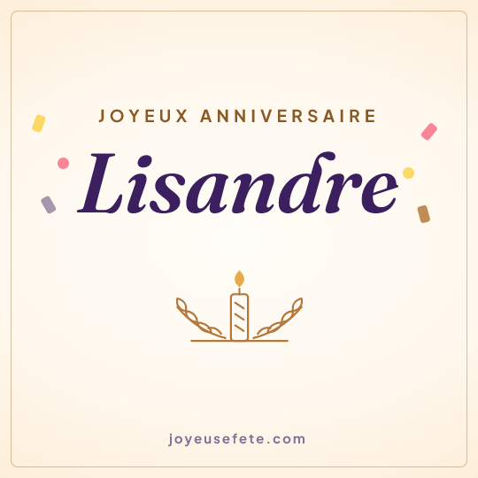 Image carrée « Joyeux anniversaire Lisandre » pour WhatsApp