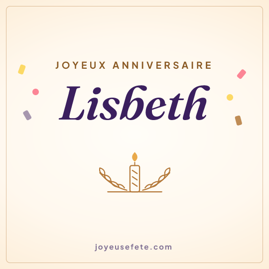 Image carrée « Joyeux anniversaire Lisbeth » pour WhatsApp