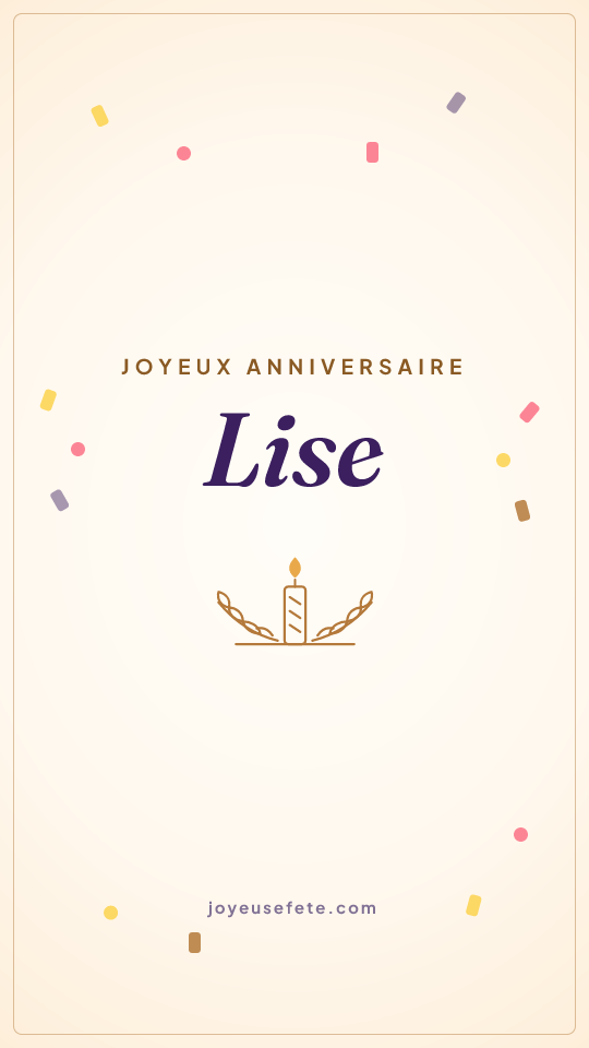 Image « Joyeux anniversaire Lise » au format story