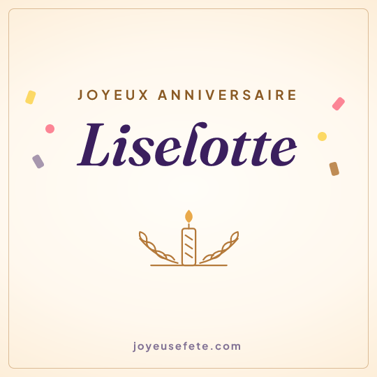Image carrée « Joyeux anniversaire Liselotte » pour WhatsApp