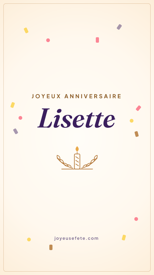 Image « Joyeux anniversaire Lisette » au format story