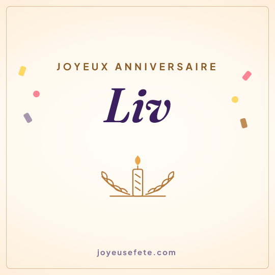 Image carrée « Joyeux anniversaire Liv » pour WhatsApp