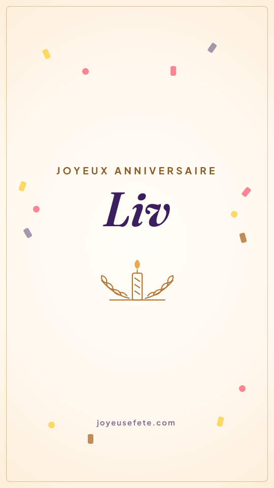 Image « Joyeux anniversaire Liv » au format story