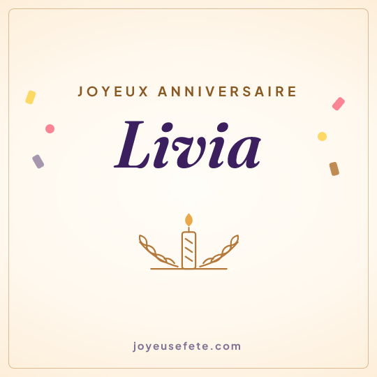 Image carrée « Joyeux anniversaire Livia » pour WhatsApp