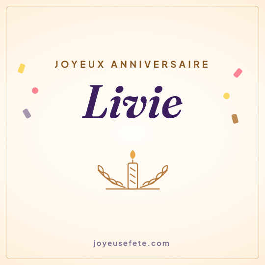 Image carrée « Joyeux anniversaire Livie » pour WhatsApp