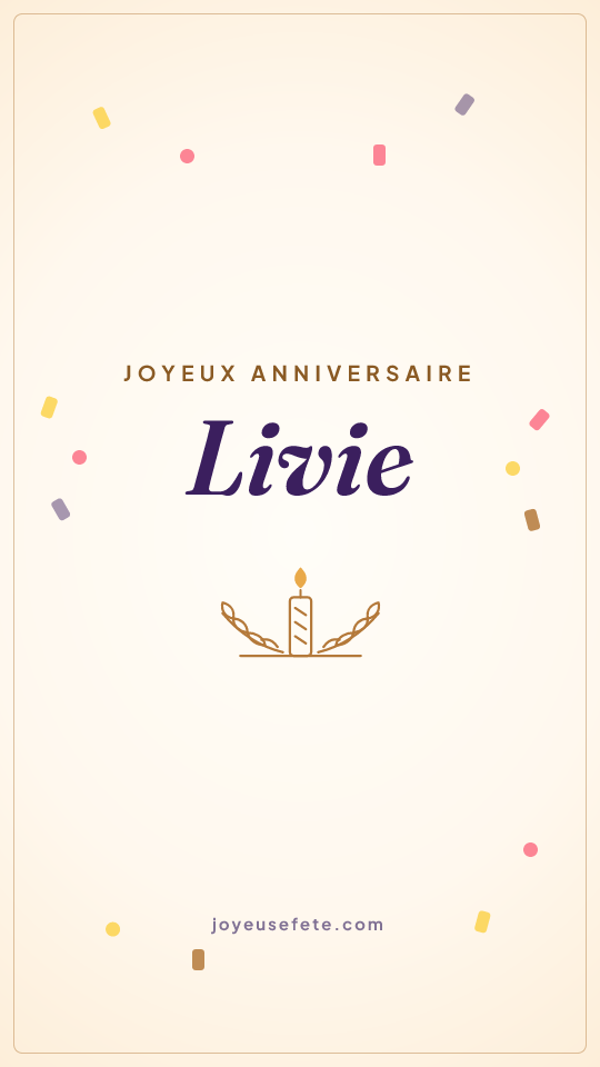 Image « Joyeux anniversaire Livie » au format story
