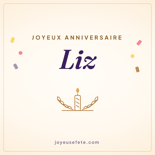 Image carrée « Joyeux anniversaire Liz » pour WhatsApp