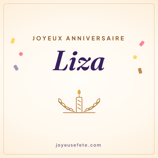 Image carrée « Joyeux anniversaire Liza » pour WhatsApp