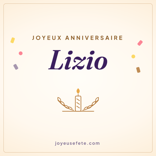 Image carrée « Joyeux anniversaire Lizio » pour WhatsApp